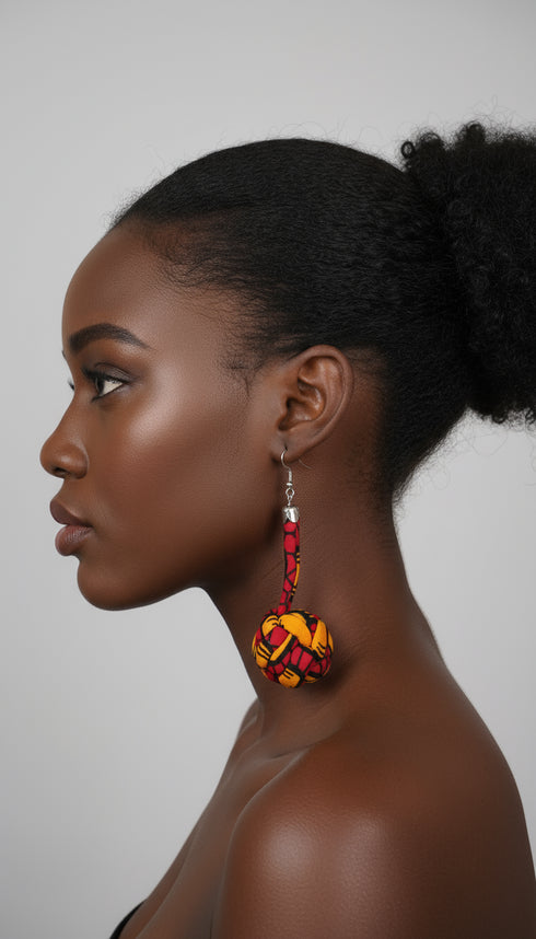 Ade-A-Oye Bubble Teardrop Ankara Earrings