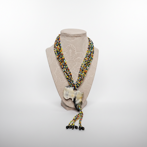 Zuberi handmade Africa map pendant beaded necklace