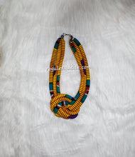 Load image into Gallery viewer, Aqua Swirl Ankara Necklace
