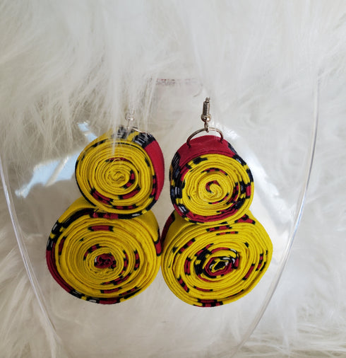 ESENAM Radiant Rosette Double Folded Ankara Earrings