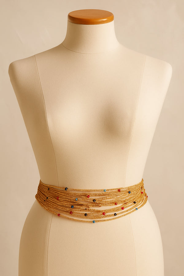 Afriyie Gold Glass Beads with Colored Accents Waist Beads – Ahyenie