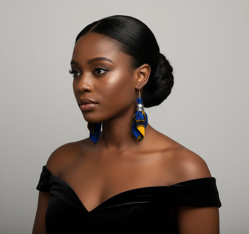 Sapphire Elegance Ankara Earrings