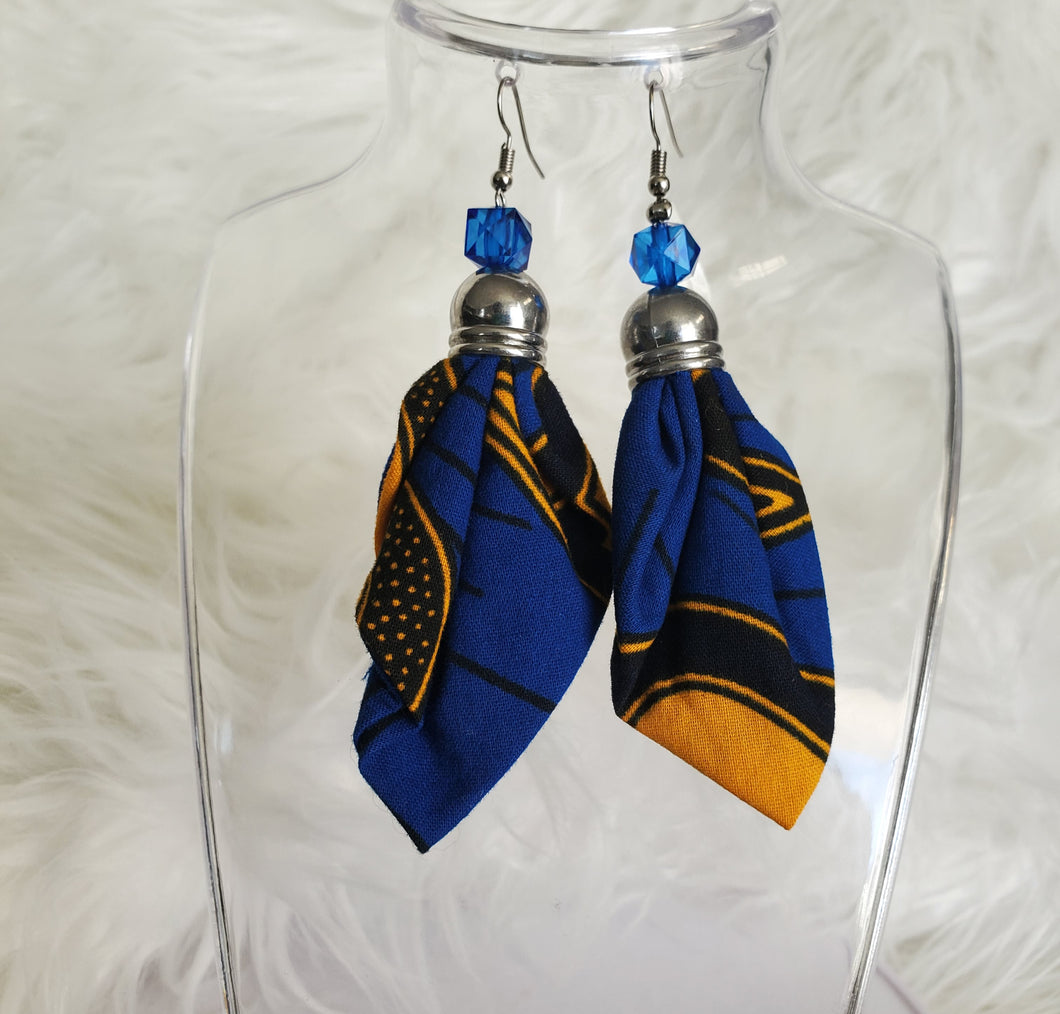 Sapphire Elegance Ankara Earrings