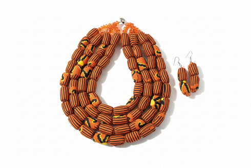 Ayo Radiance Four-Strand Ankara Necklace and Earrings Set