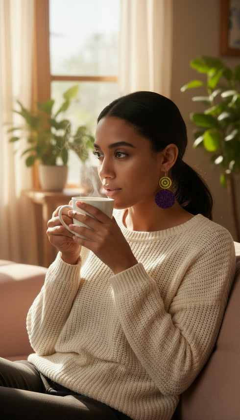 Sunset Serenade Ankara Disk Earrings