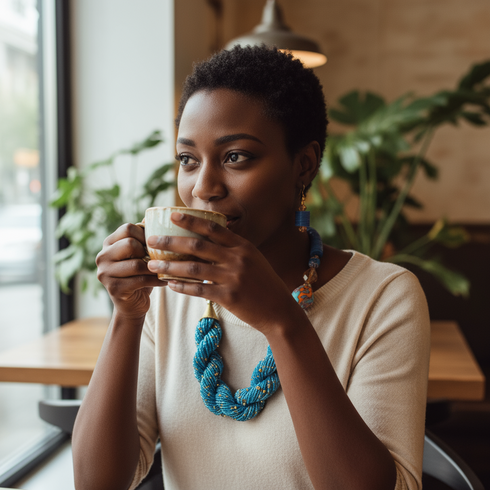 Azura handmade elegance woven seed bead necklace earring set