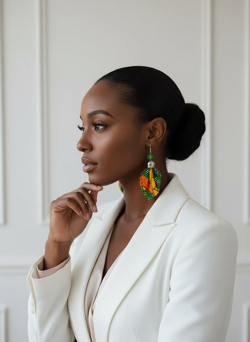 Sapphire Elegance Ankara Earrings