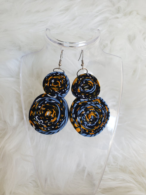 ESENAM Radiant Rosette Double Folded Ankara Earrings