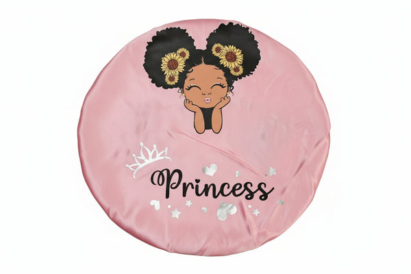 PRINCESS BLACKWATER African KIDS Handmade KIDS Silk Bonnet With PRINCESS Band Design
