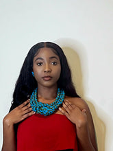 Load image into Gallery viewer, Aqua Swirl Ankara Necklace
