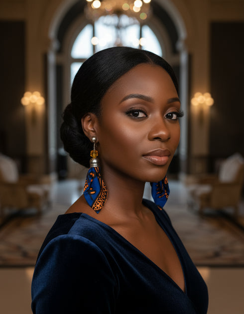 Sapphire Elegance Ankara Earrings
