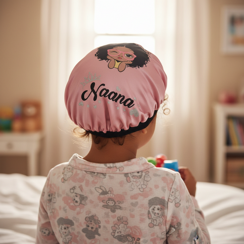 NAANA BLACKWATER African KIDS Handmade KIDS Silk Bonnet With NAANA Band Design