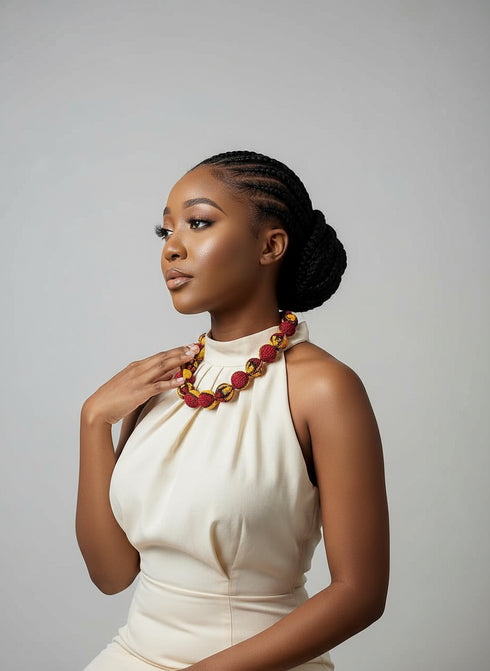 Sunset Spheres Bubble Chain Ankara Necklace