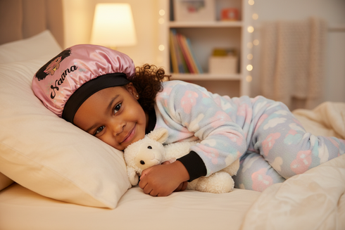 NAANA BLACKWATER African KIDS Handmade KIDS Silk Bonnet With NAANA Band Design