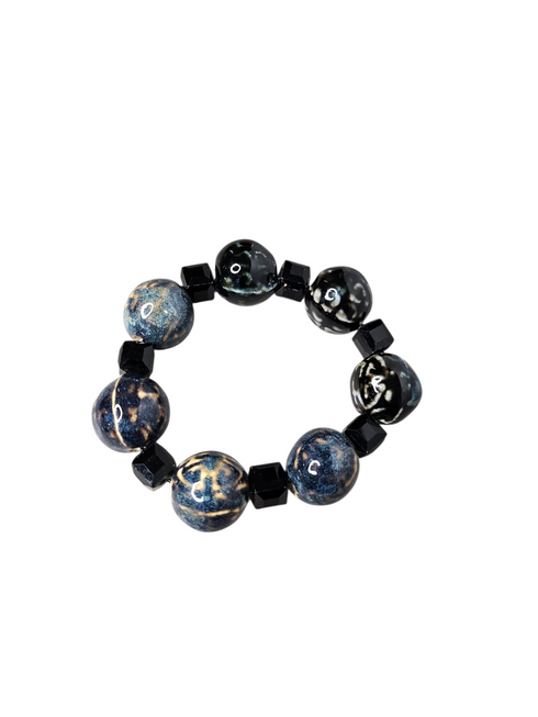 JALIA Luxurious Midnight Marble Handmade Beaded Hand Bracelet