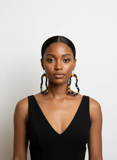 African Map Ankara Fabric Earrings