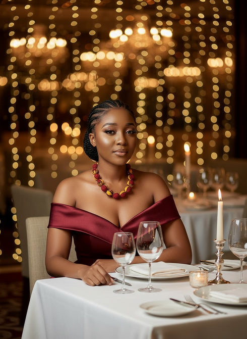 Sunset Spheres Bubble Chain Ankara Necklace