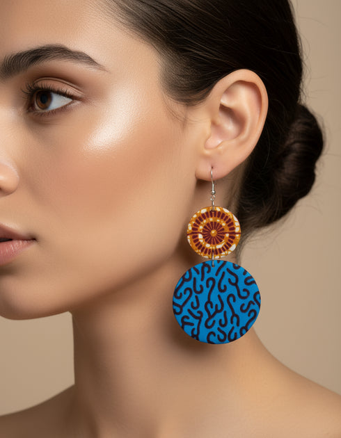 Sunset Serenade Ankara Disk Earrings