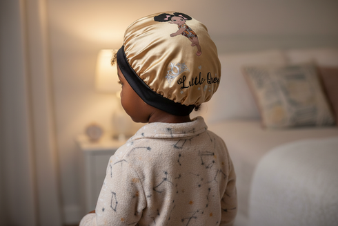 LITTLE QUEEN BLACKWATER African KIDS Handmade KIDS Silk Bonnet With Little Queen Band Design
