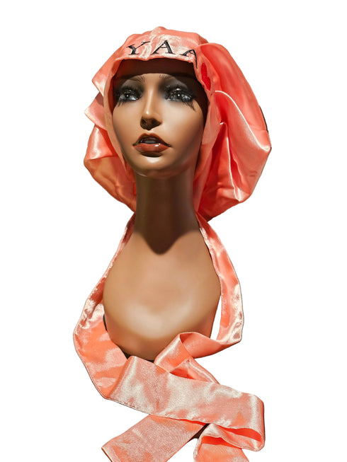 NAWOTWE YAA Days of the Week African Names Satin Bonnet Hair Accessory with Adjustable Tie Back - Thursday