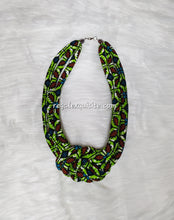 Load image into Gallery viewer, Aqua Swirl Ankara Necklace
