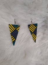 Load image into Gallery viewer, Contemporary Tribal Triangle Ankara Earrings
