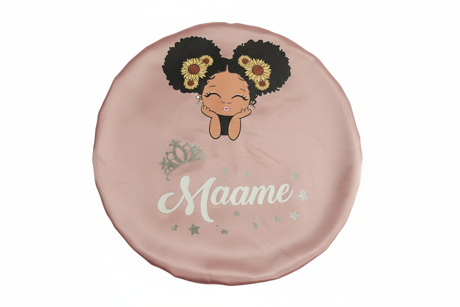 MAAME BLACKWATER African KIDS Handmade KIDS Silk Bonnet With MAAME Band Design