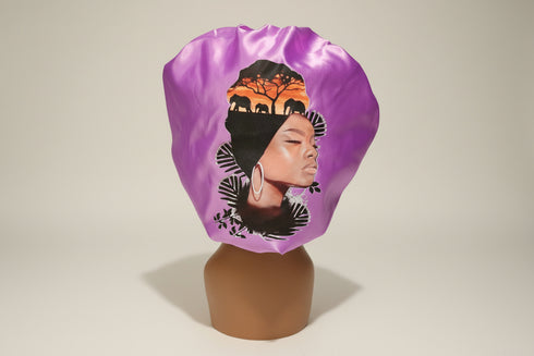 MOTHER BLACKWATER African Woman Handmade Silk Bonnet With Mother Band Design