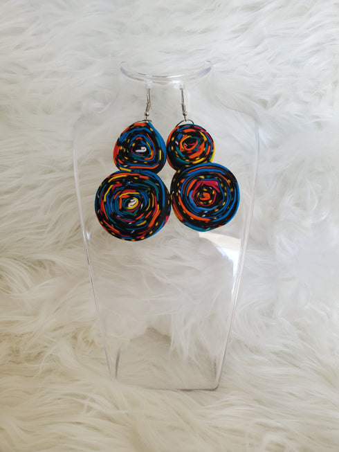 ESENAM Radiant Rosette Double Folded Ankara Earrings