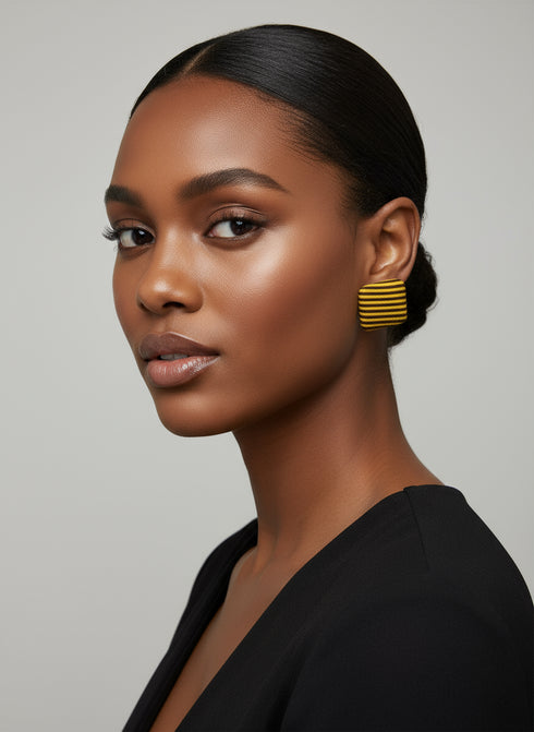 Bold Square Ankara Stud Earrings