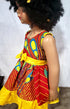 Nia Ankara African Print Baby Girl Dress with Yellow Bow – Handmade