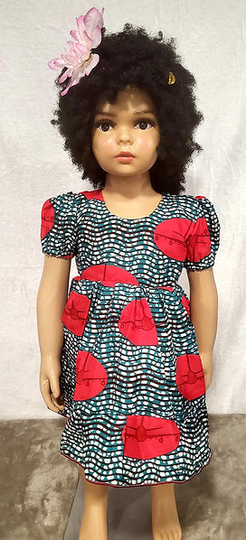 Nhyi-na Ballon sleeve Ankara/African Print Girl Dress
