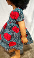 Nhyi-na Ballon sleeve Ankara/African Print Girl Dress