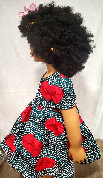 Nhyi-na Ballon sleeve Ankara/African Print Girl Dress
