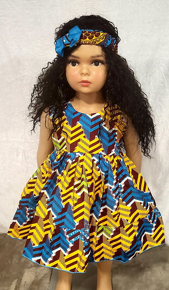 Rohana sleeveless African Print Girl Dress