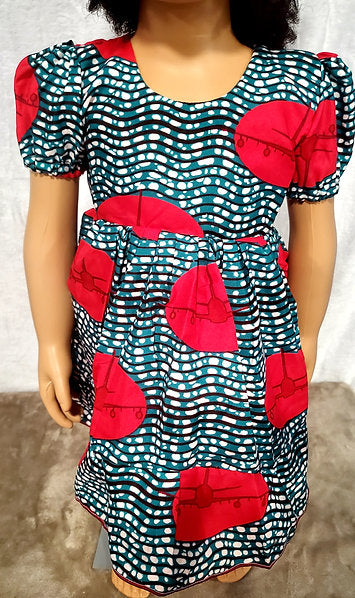 Nhyi-na Ballon sleeve Ankara/African Print Girl Dress