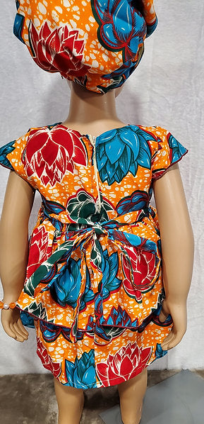 Butterfly sleeve Cut and Attach African Print Girl Dress