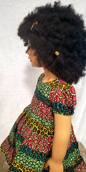 Nhyi-na Ballon sleeve African Print Girl Dress