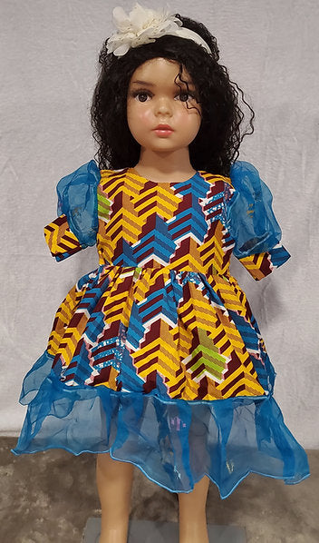 Rohana Bubble sleeve African Print Girl Dress