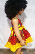 Nia Ankara African Print Baby Girl Dress with Yellow Bow – Handmade