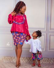 Load image into Gallery viewer, Agyeiwaa  kids African Print Ankara Shorts and Blouse Set
