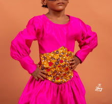 Load image into Gallery viewer, XESI SATIN WITH ANKARA TOUCH DRESS
